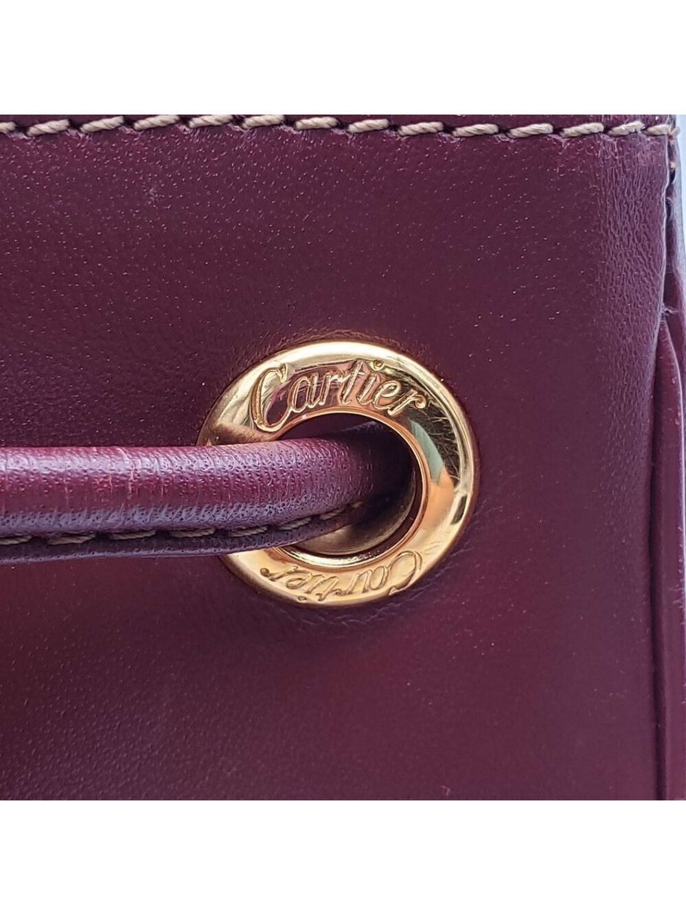 100% Authentic Must De Cartier Bordeaux Leather Shoulder Bag - Picture 14 of 16